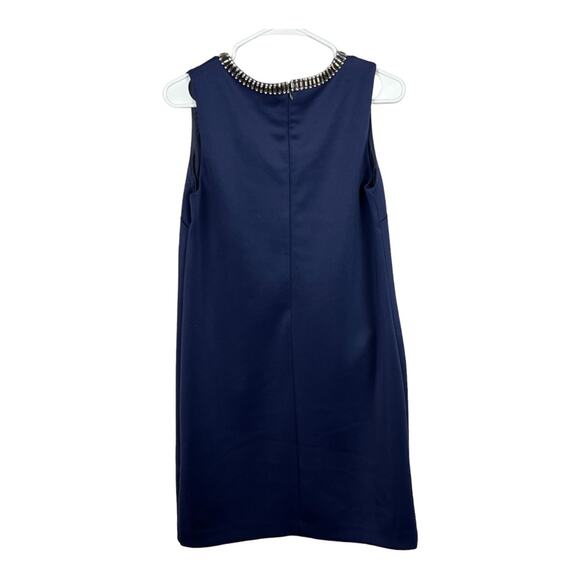 Cynthia Rowley navy blue cocktail dress Sz 6 jeweled neck - Picture 5 of 7